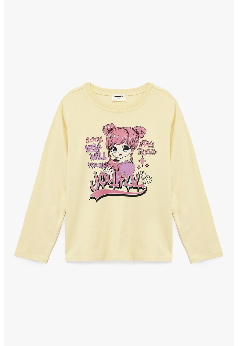 Bluza de bumbac cu imprimeu - Galben pai