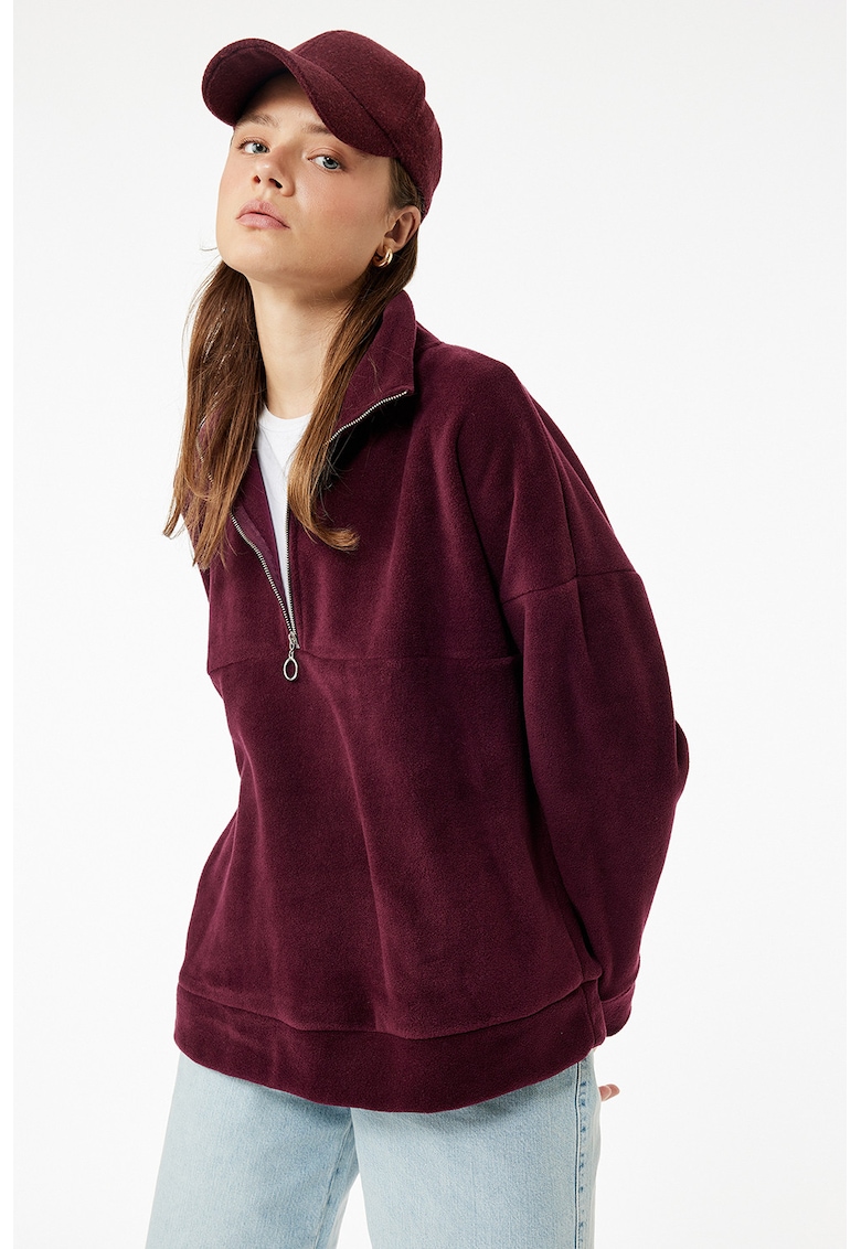 Bluza de trening cu fermoar si maneci cazute