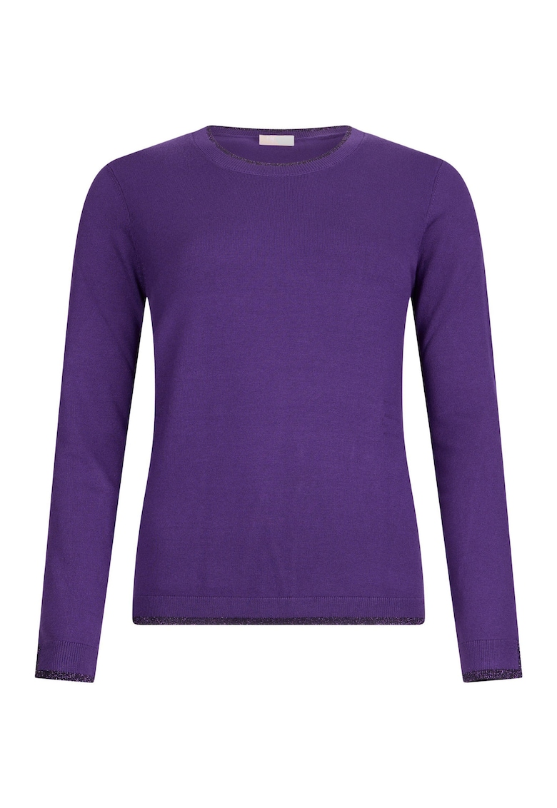 Pulover slim fit cu decolteu rotund - Violet