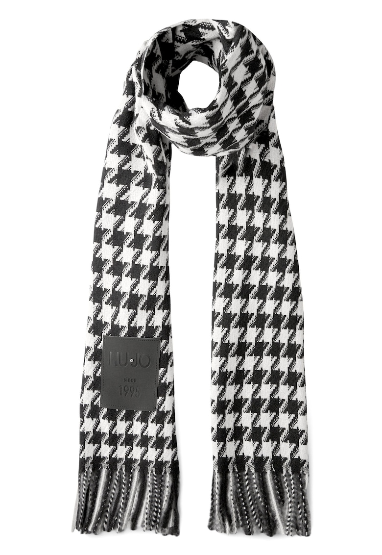 Fular in carouri cu franjuri - Negru