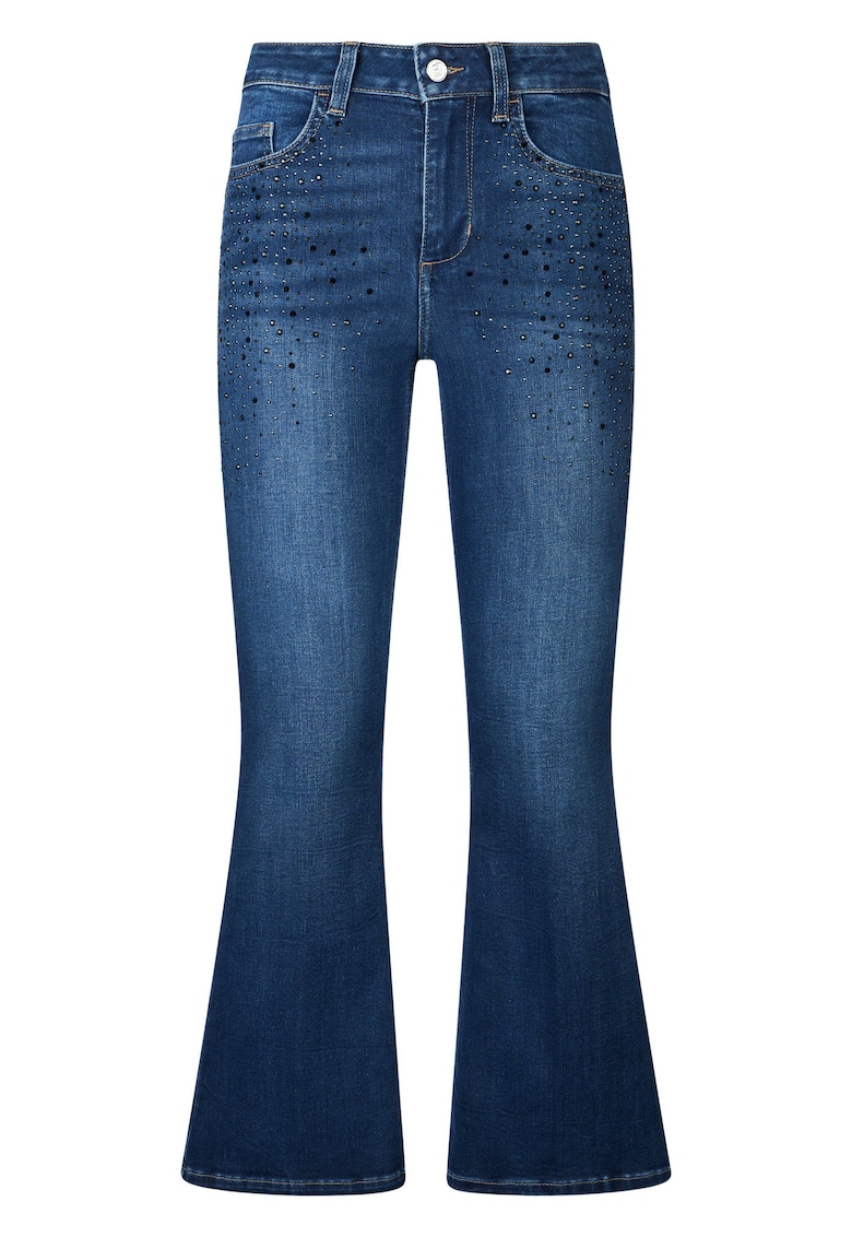 Blugi capri evazati cu strasuri