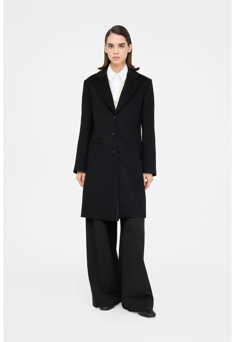 Trenci regular-fit din amestec de lana - Negru