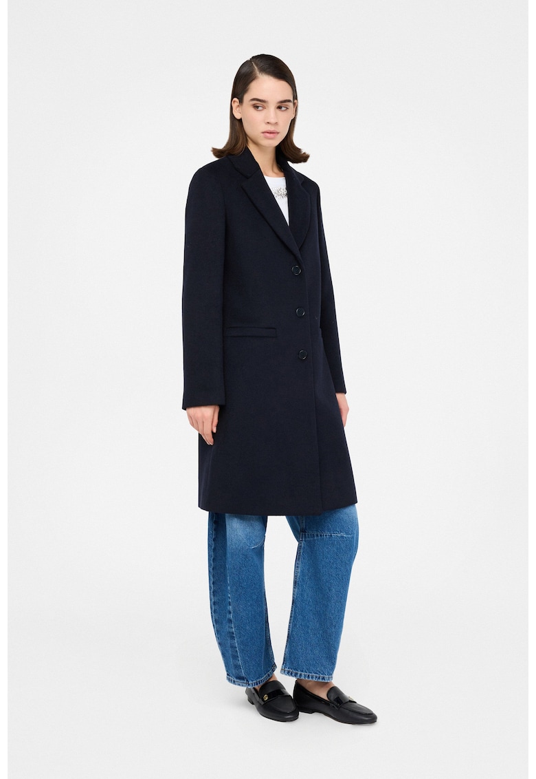 Trenci regular-fit din amestec de lana - Albastru inchis