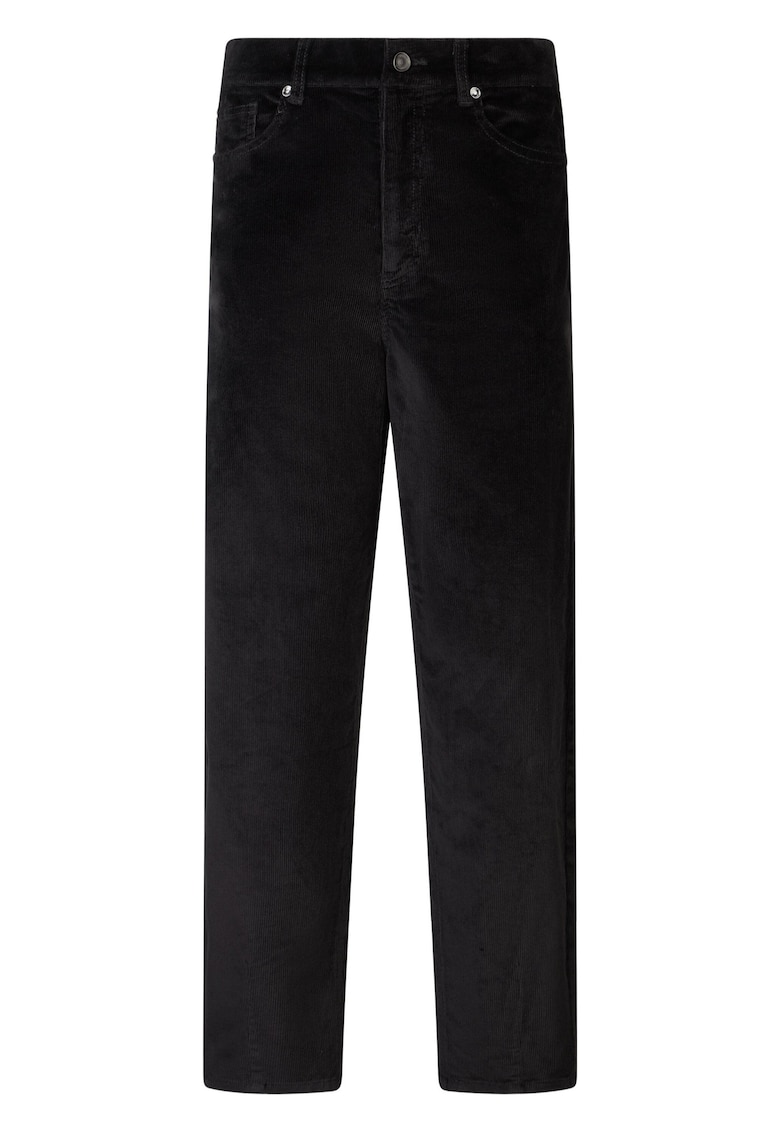 Pantaloni conici cu aspect de catifea - Negru