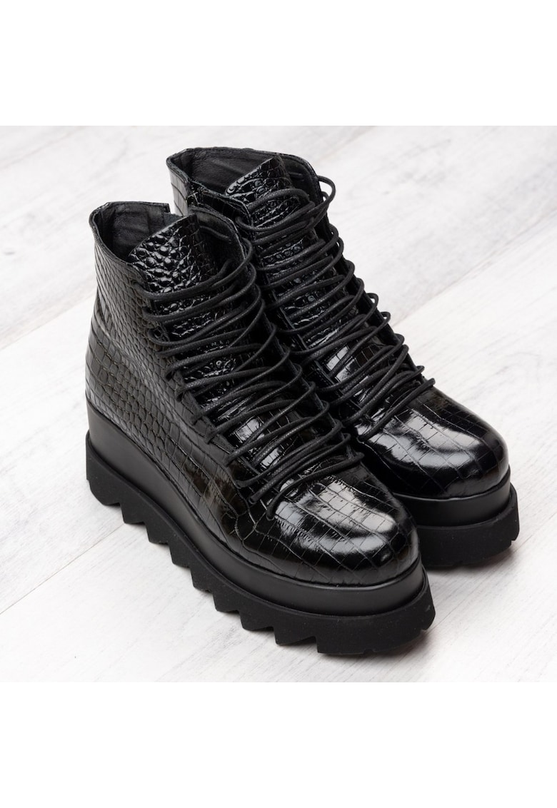 Ghete din piele lacuita cu model mock-croc Lyon