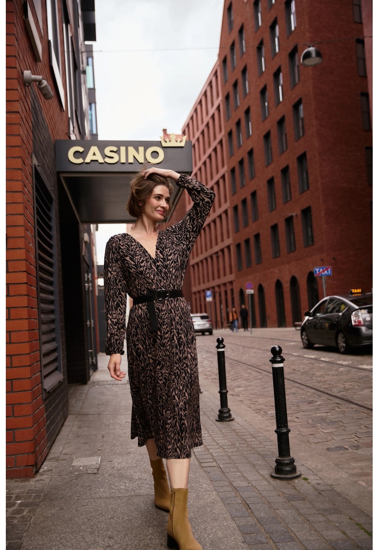 Rochie midi trapez - brun-negru -