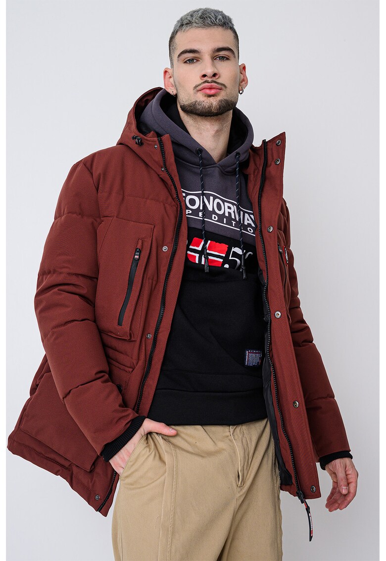 Geaca cu vatelina si gluga Albert - Maro cognac