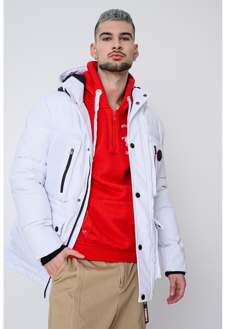 Geaca cu vatelina si gluga Albert - Alb optic