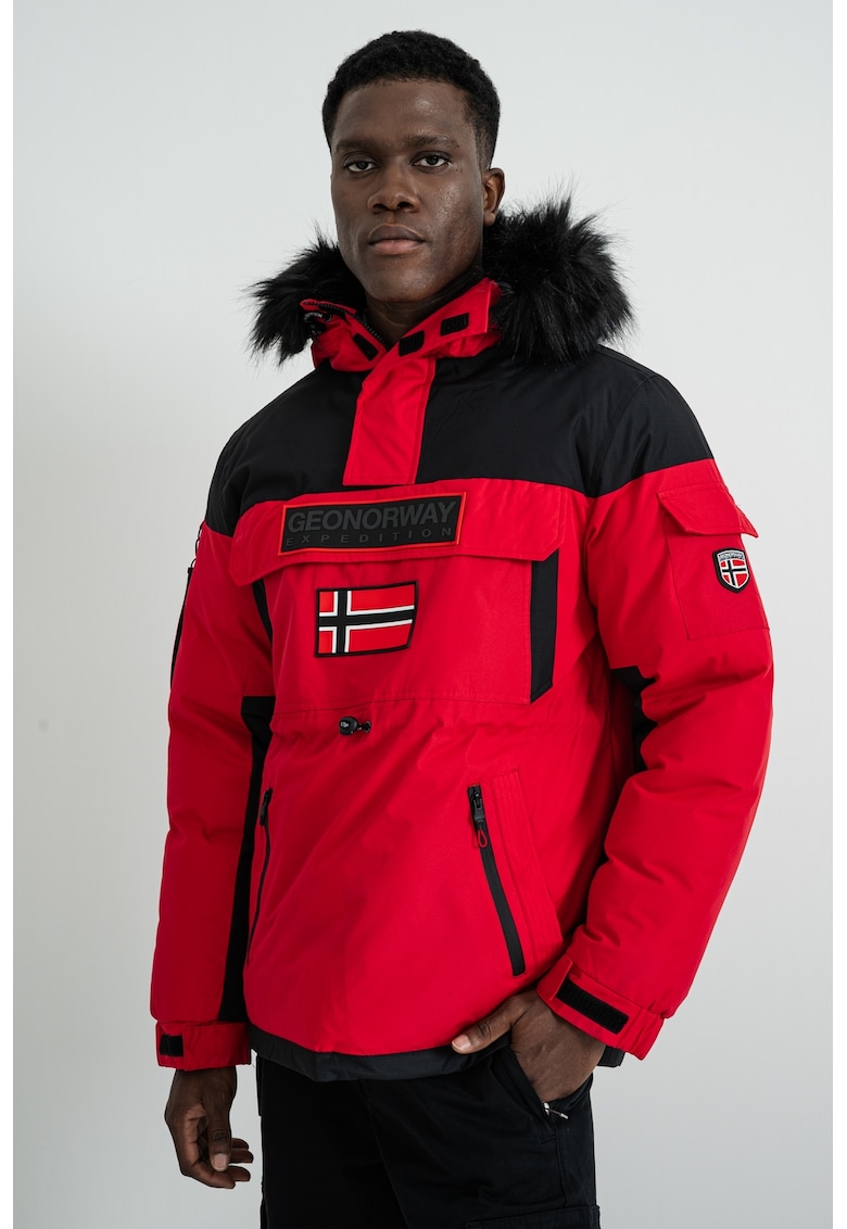 Geaca fara inchidere cu talie ajustabila Bruno - Rosu/Negru/Alb murdar