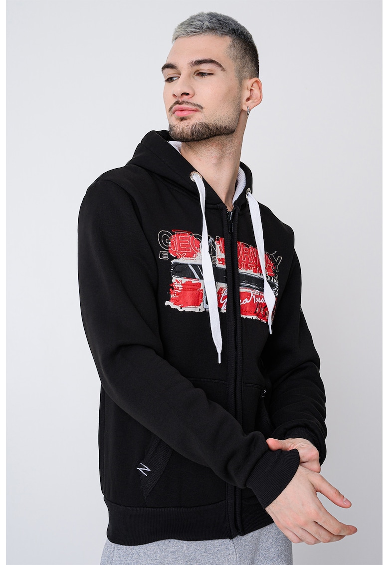 Hanorac din amestec de bumbac cu logo si fermoar Gayton