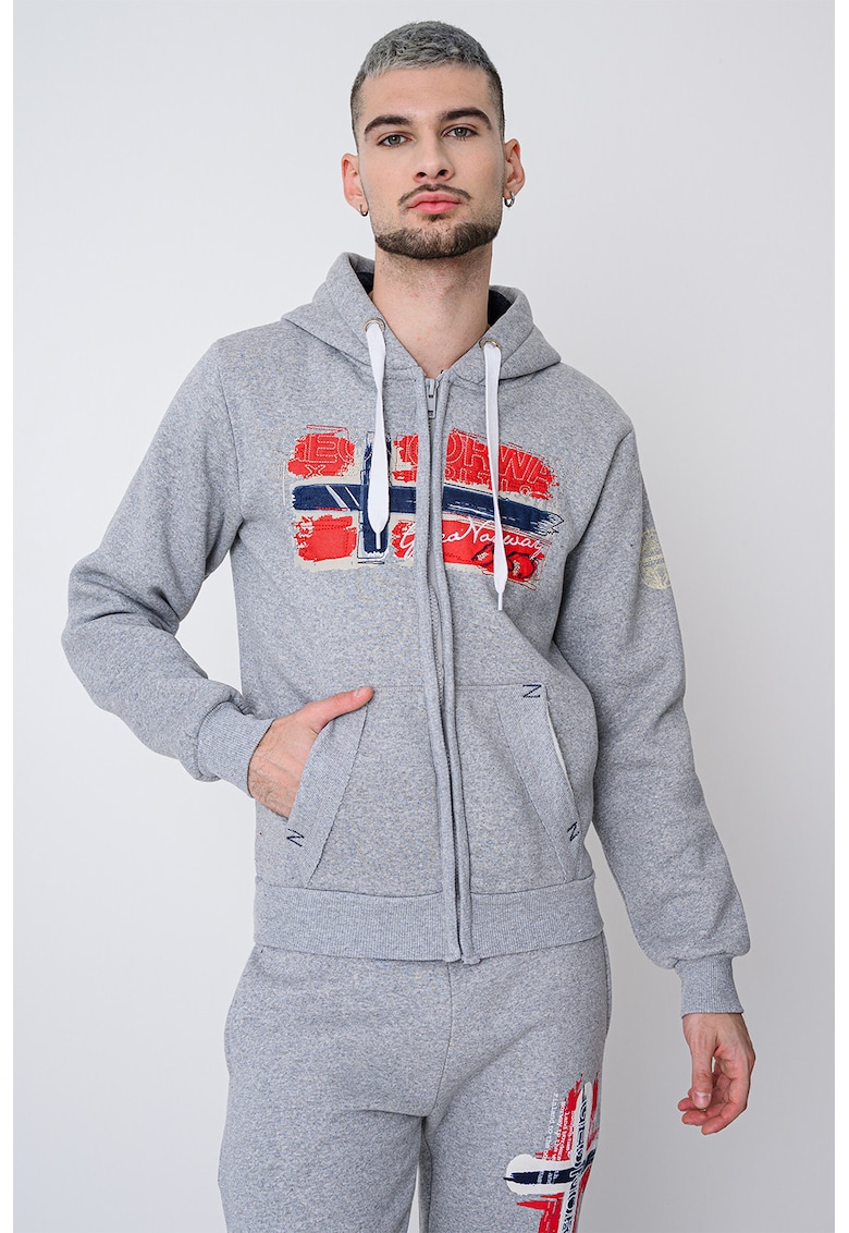 Hanorac din amestec de bumbac cu logo si fermoar Gayton