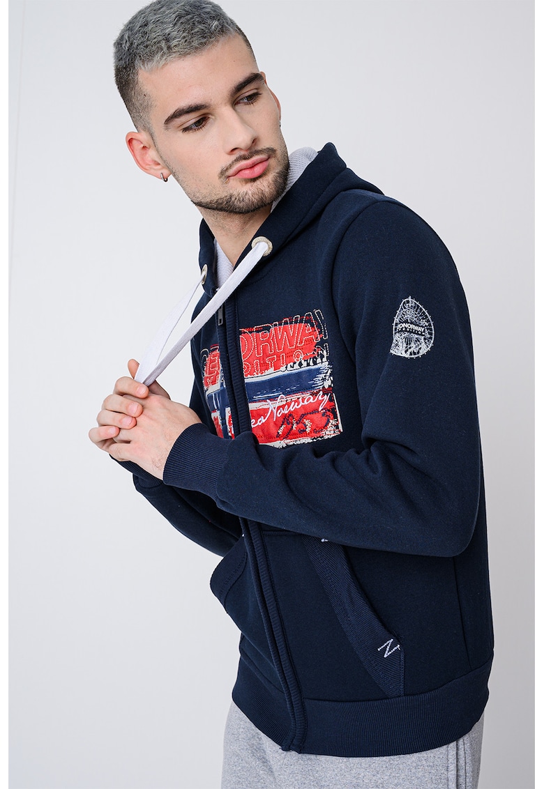 Hanorac din amestec de bumbac cu logo si fermoar Gayton