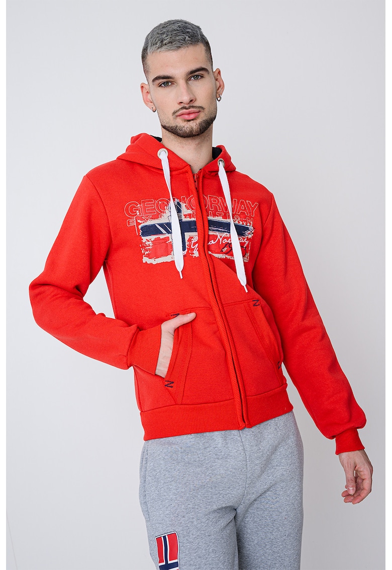 Hanorac din amestec de bumbac cu logo si fermoar Gayton