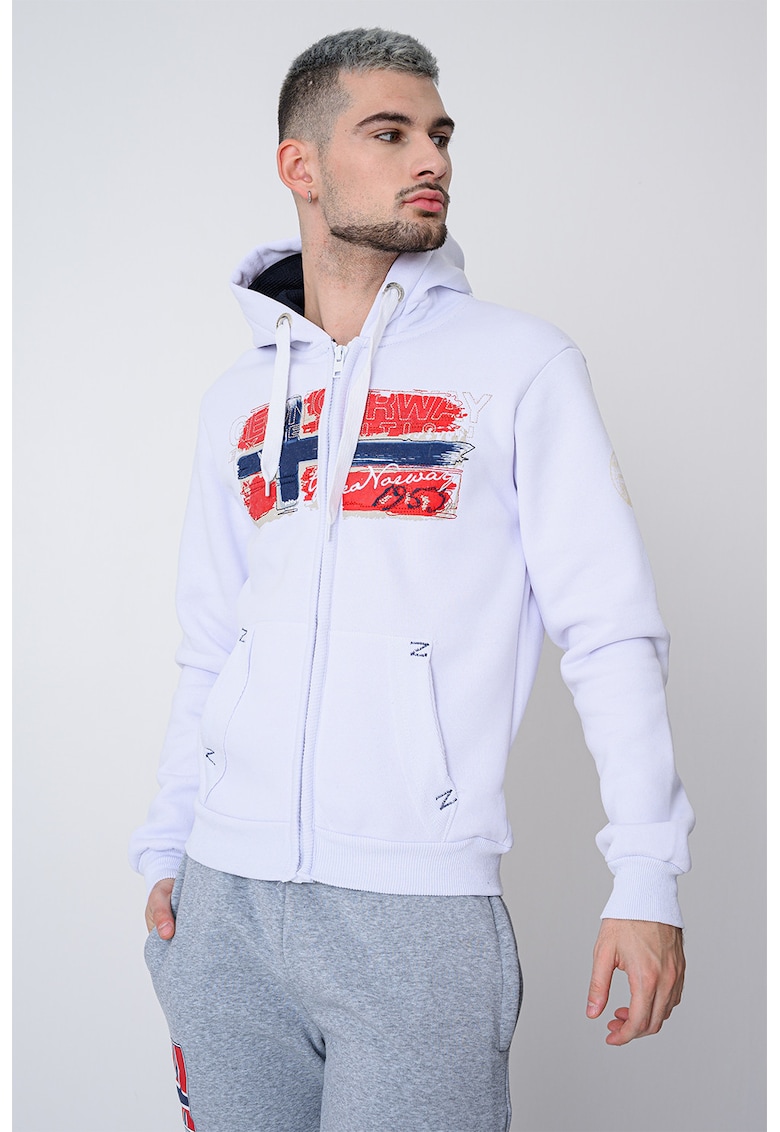 Hanorac din amestec de bumbac cu logo si fermoar Gayton