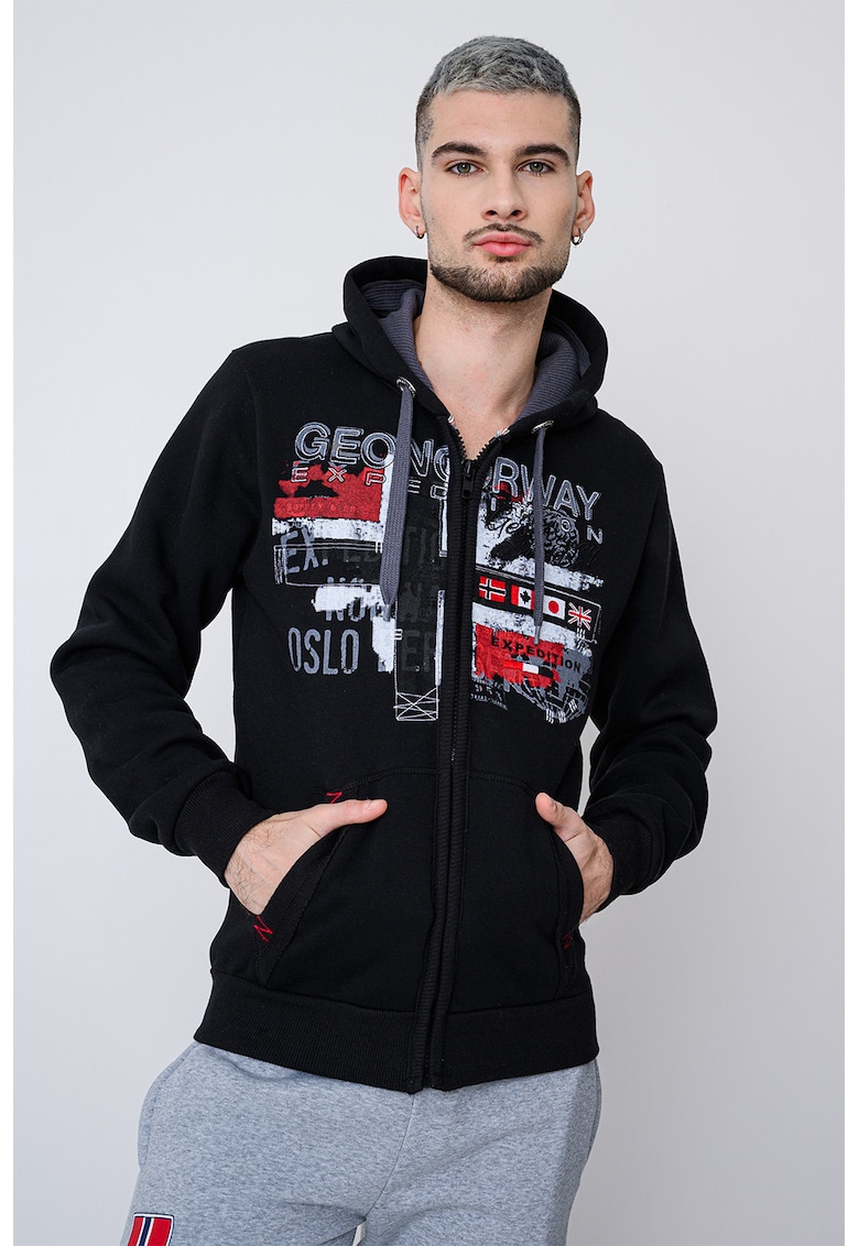 Hanorac regular-fit cu logo Getchup - Negru stins