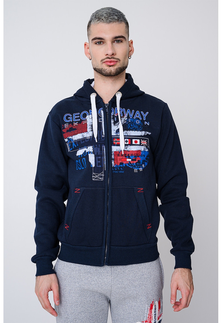 Hanorac regular-fit cu logo Getchup - Visiniu/Albastru royal/Bleumarin