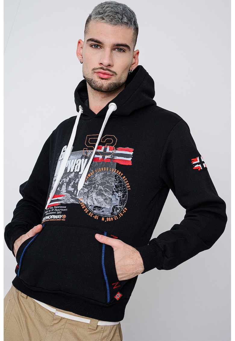 Hanorac cu buzunar kangaroo si imprimeu Gomap