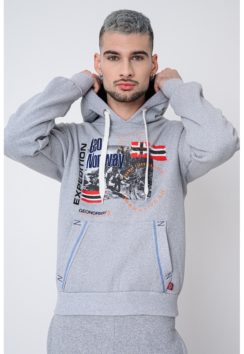 Hanorac cu buzunar kangaroo si imprimeu Gomap