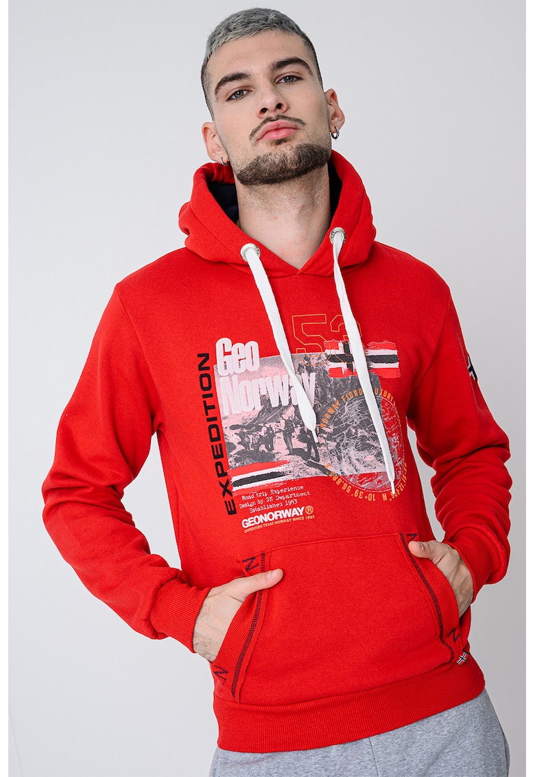 Hanorac cu buzunar kangaroo si imprimeu Gomap