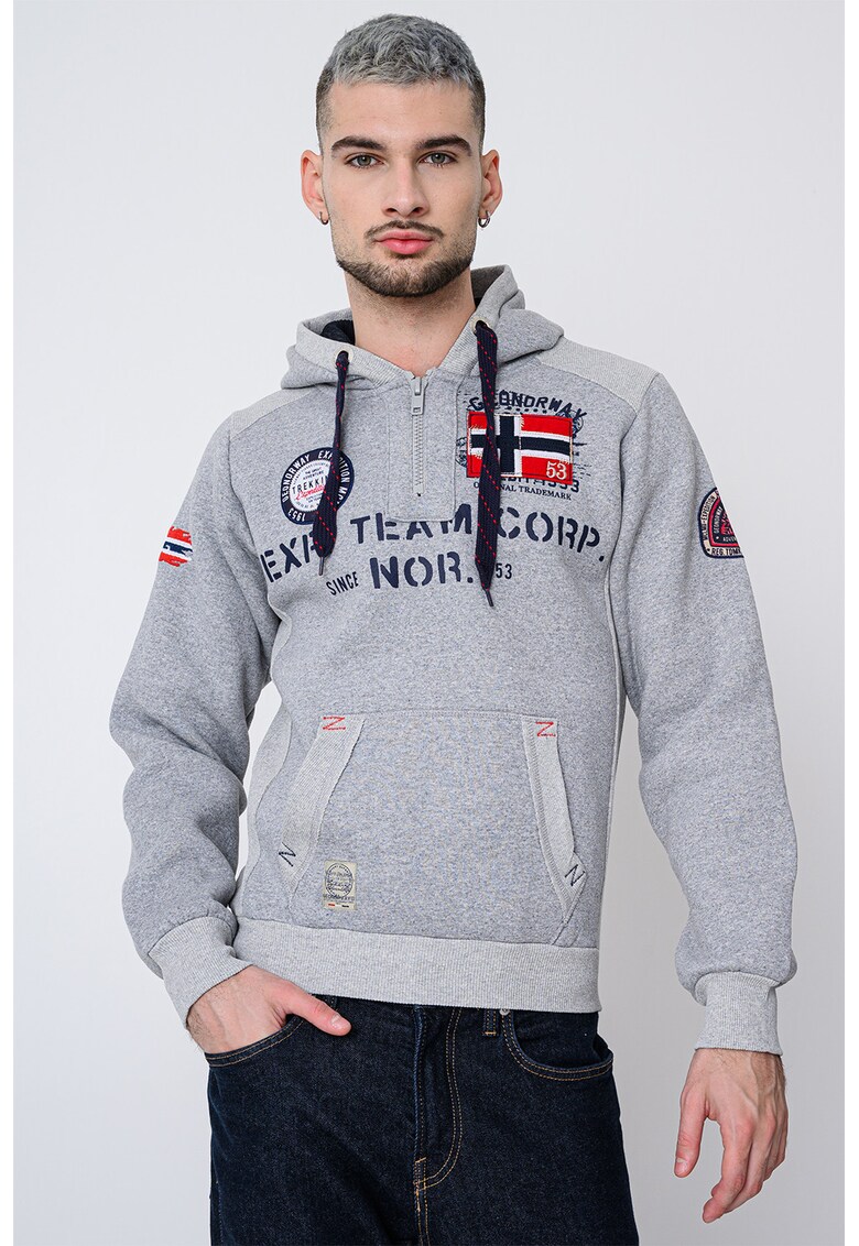 Hanorac din amestec de bumbac cu imprimeu Goptaine - Gri melange