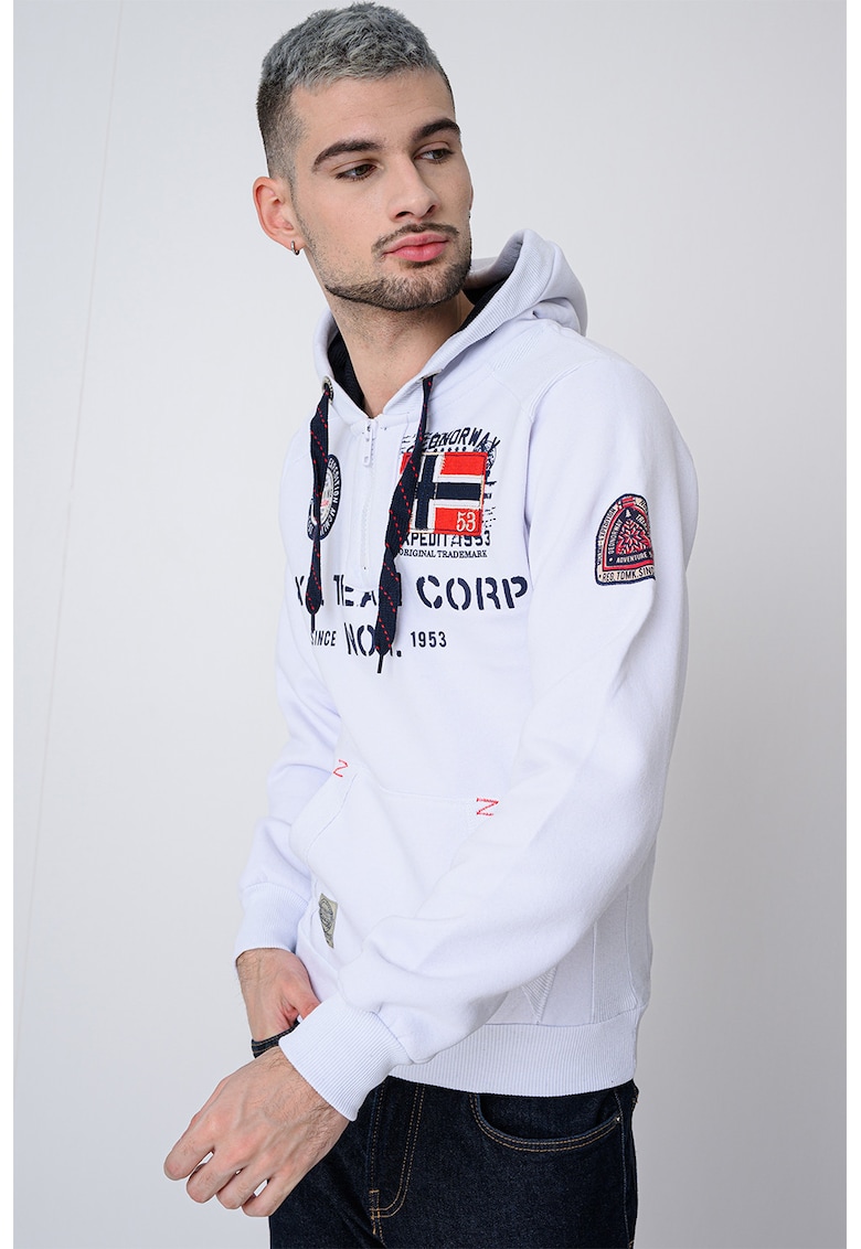 Hanorac din amestec de bumbac cu imprimeu Goptaine - Rosu/Alb/Albastru ultramarin