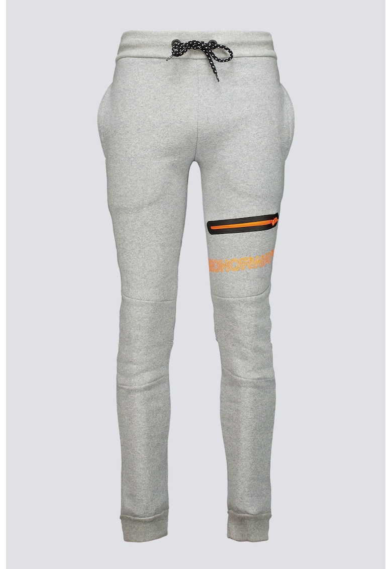 Pantaloni de trening cu logo Moltan - Gri deschis/Portocaliu mandarina