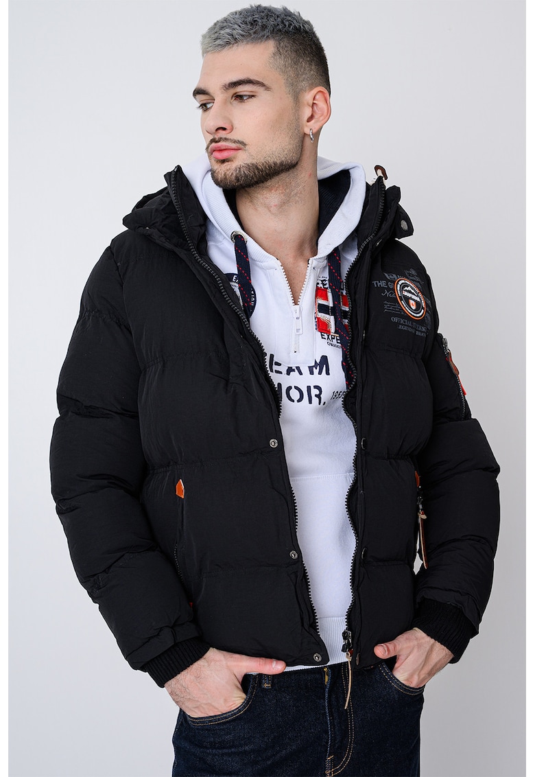 Geaca regular-fit cu logo Verana - Negru/Portocaliu