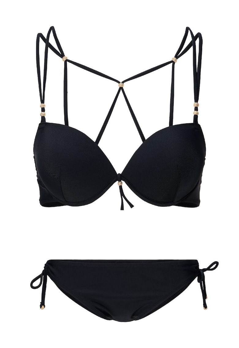 LingaDore Costum de baie in doua piese si prindere laterala - Negru