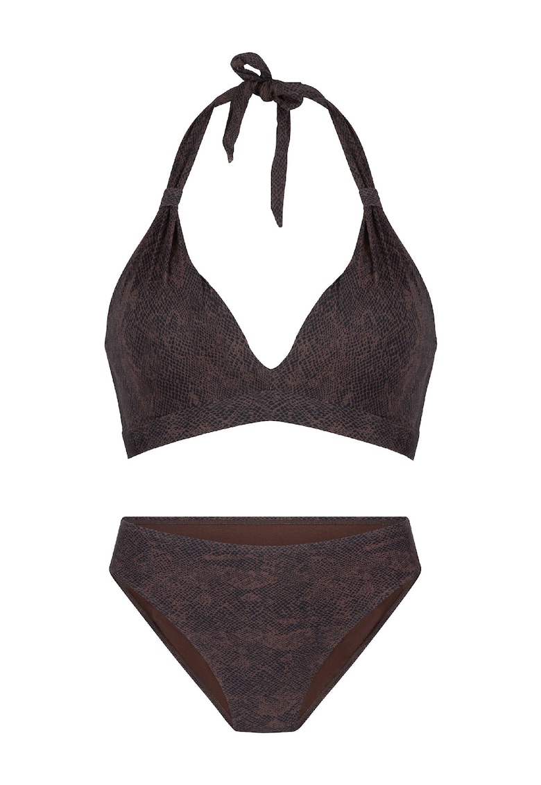 LingaDore Costum de baie cu doua piese si imprimei Snake Scale - Maro