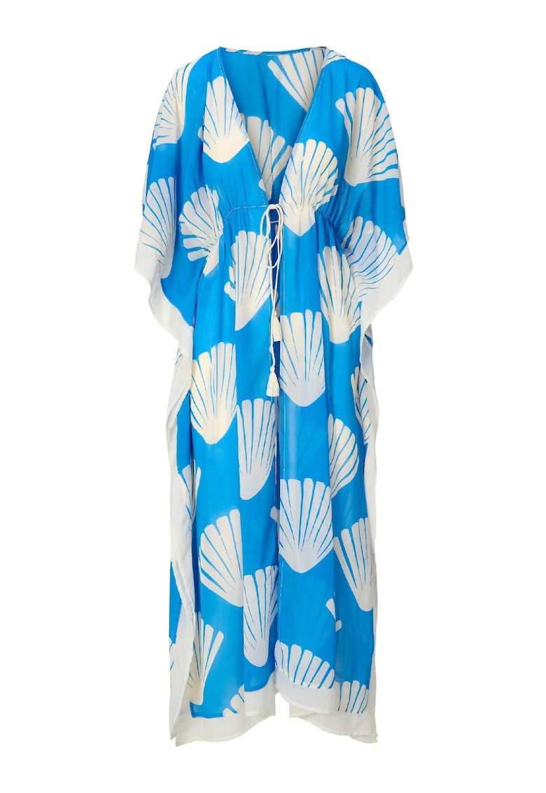 Rochie cu model si slit lateral - Albastru