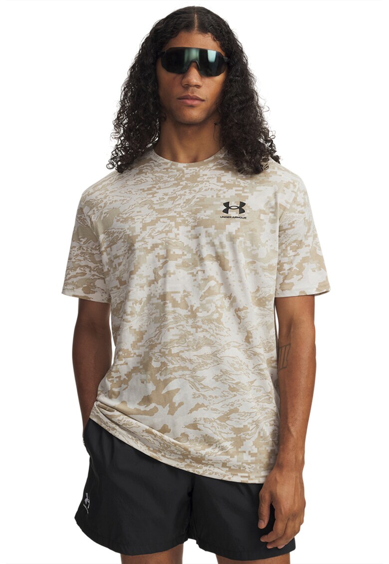 Tricou cu model si decolteu la baza gatului - Bej deschis