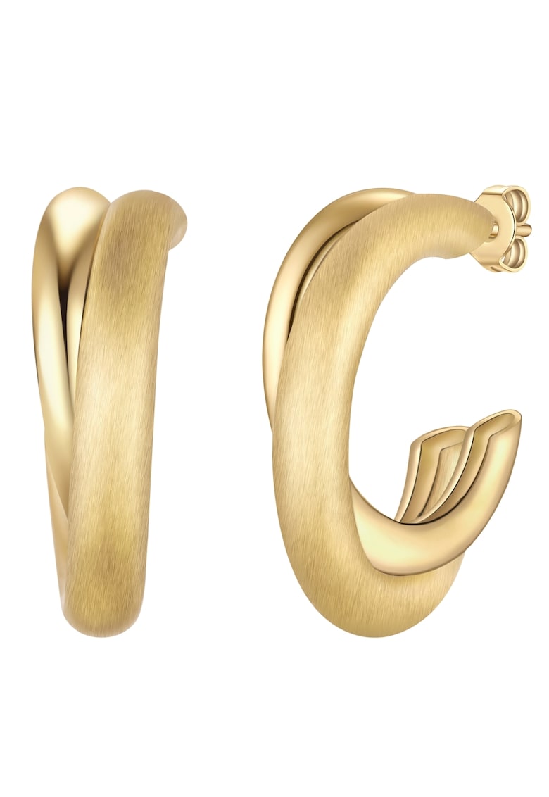 Cercei rotunzi placati cu aur de 14K - cu model rasucit