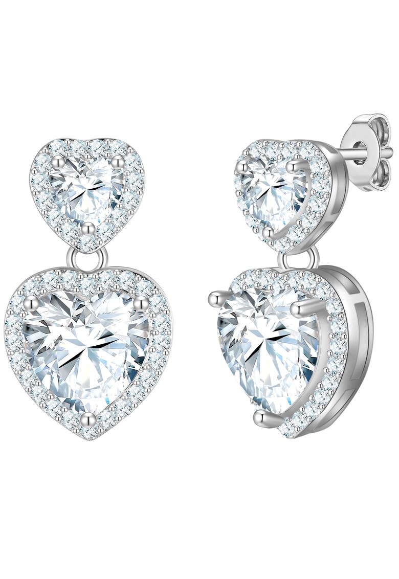 Cercei rotunzi cu zriconia - Argintiu