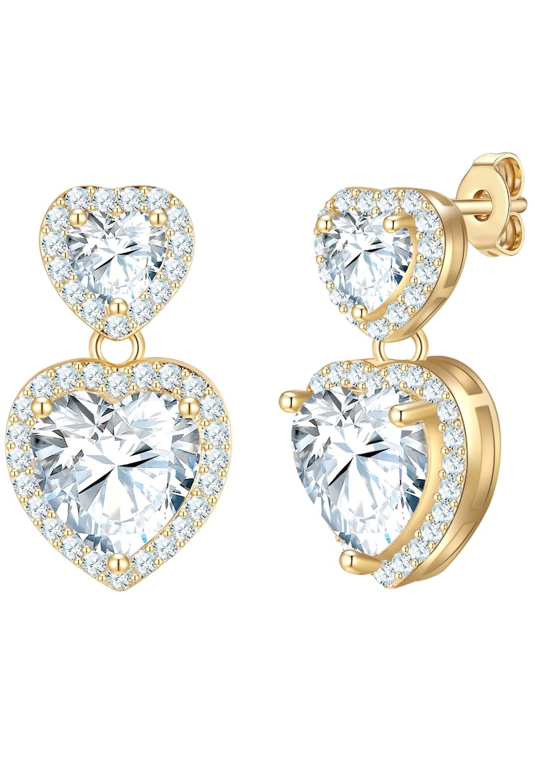 Cercei placati cu aur de 14K si zirconia