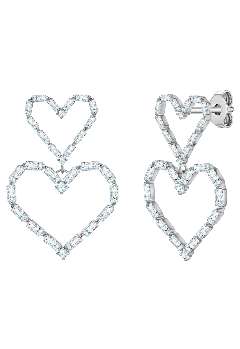 Cercei in forma de inima decorati cu zirconia