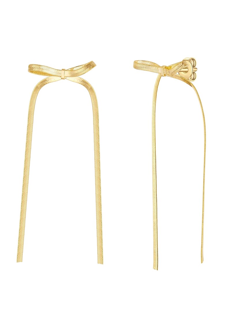 Cercei lungi placati cu aur de 14K - cu model funda - Auriu