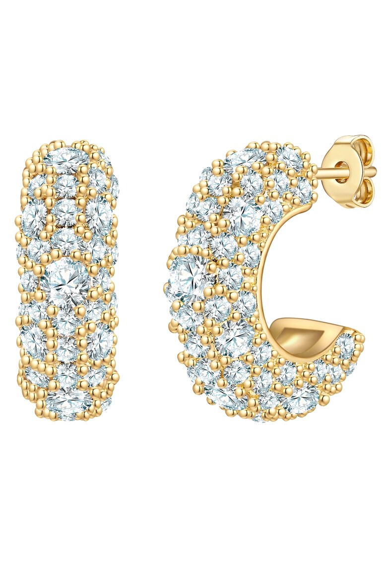 Cercei placati cu aur de 14K si decorati cu zirconia - Auriu