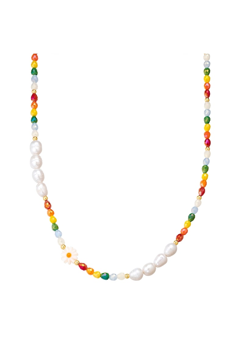 Colier cu perle de cultura si pietre de sticla