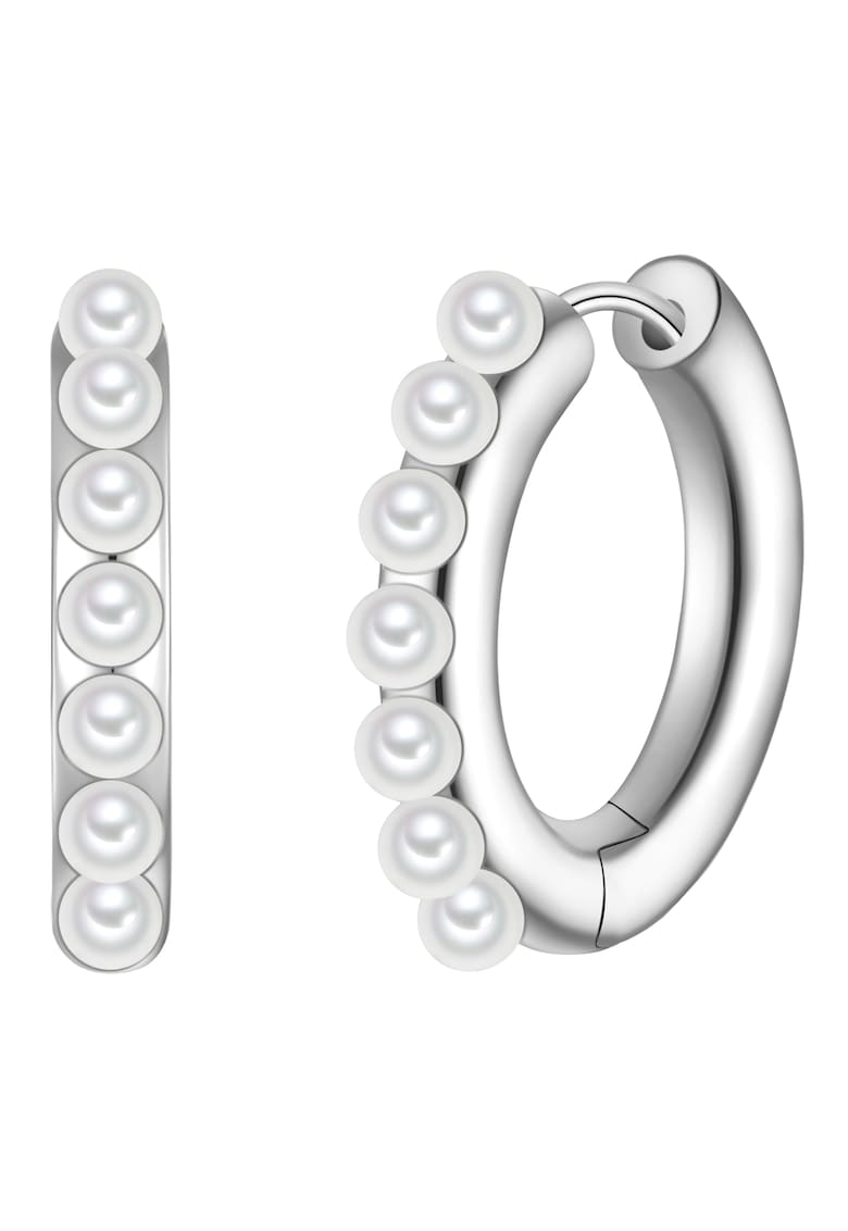 Cercei rotunzi decorati cu perle sintetice