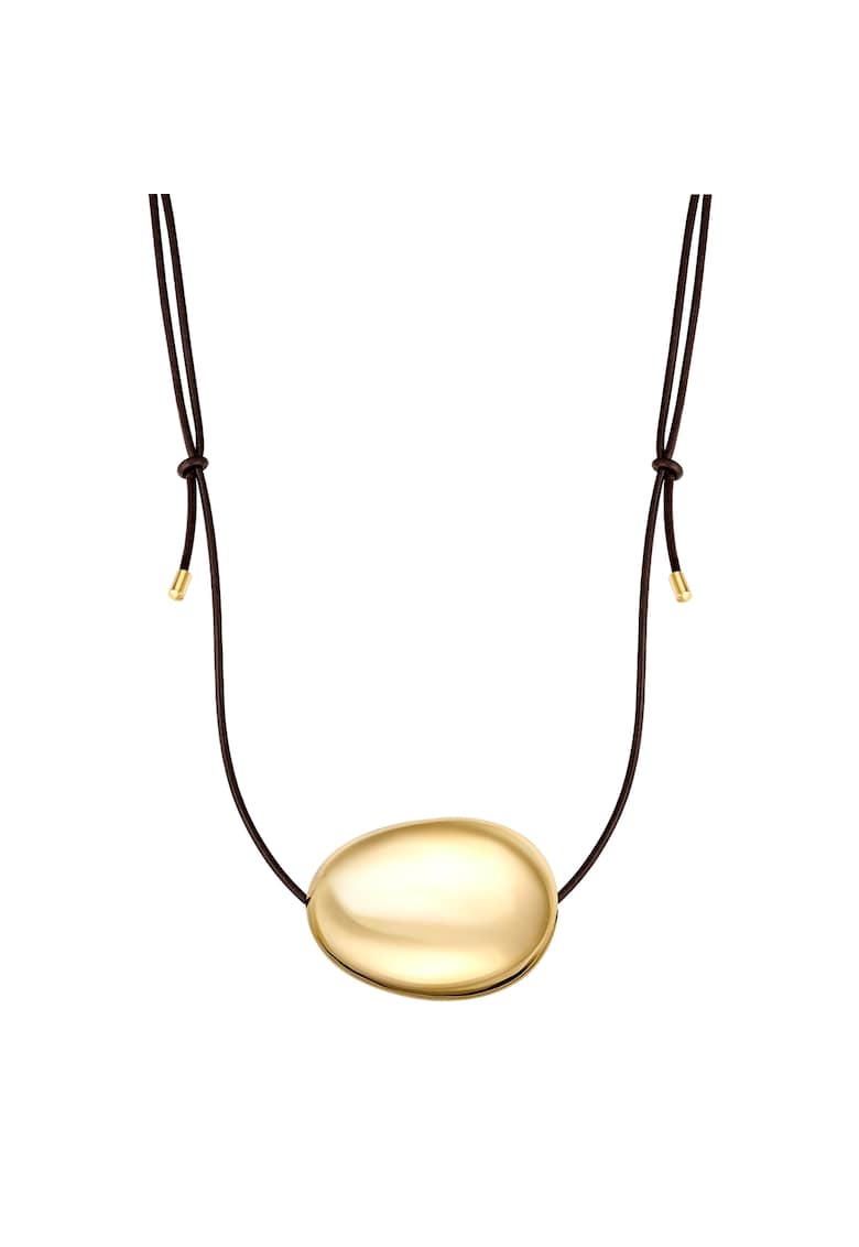 Colier de piele ecologica cu pandantiv placat cu aur de 14K