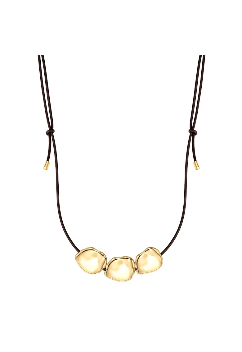 Colier din piele ecologica cu elemente placate cu aur de 14K