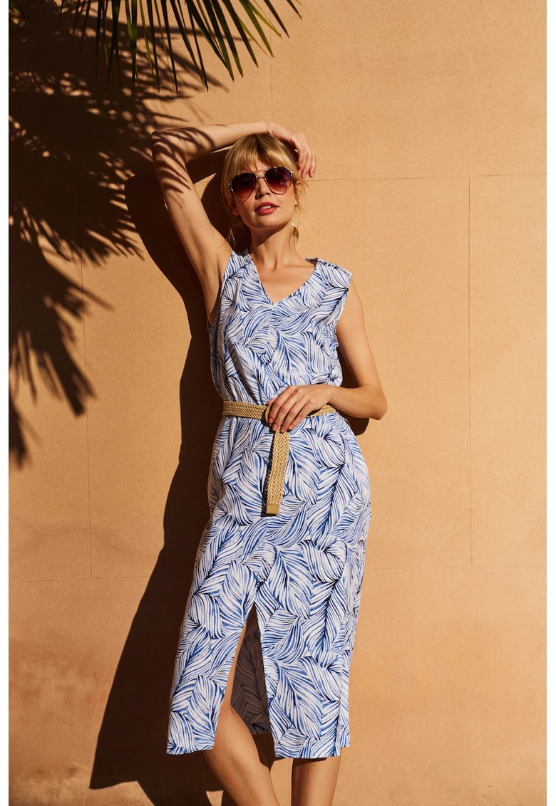 Rochie din in cu bretea albastra - BLUE