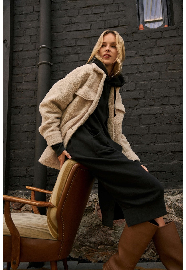 Rochie hanorac oversized - Negru