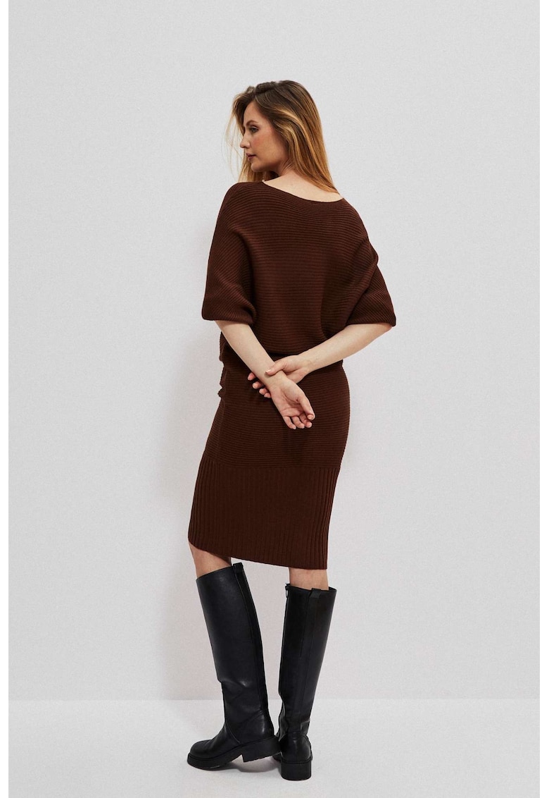Rochie calduroasa maneca 3/4 - croi liber - maro - Maro inchis