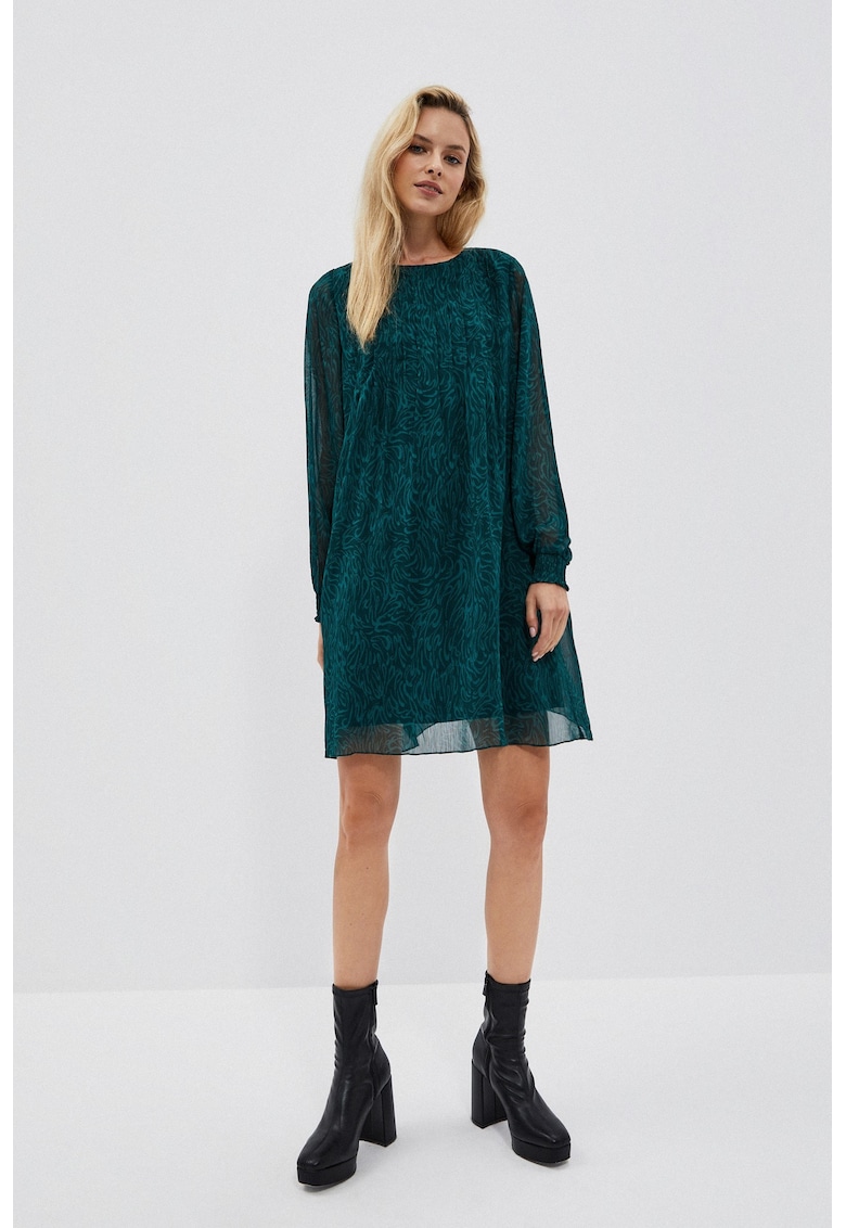 Rochie mini maneci bufante verde smarald - Verde inchis