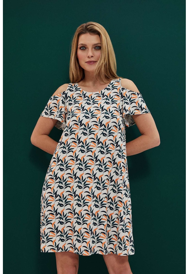 Rochie cu maini goale cu model - Alb