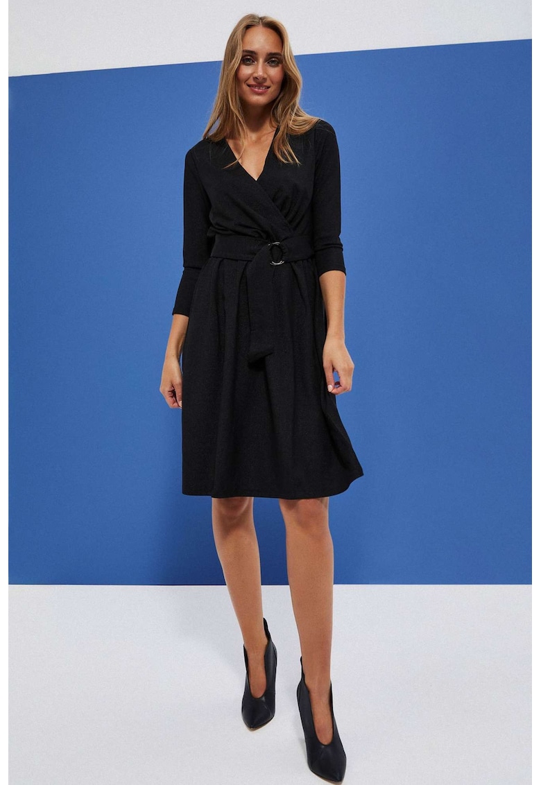 Rochie neagra pentru femei cu curea - Negru