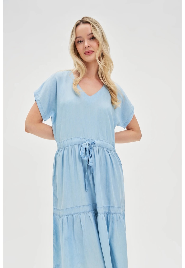 Rochie midi din lyocell albastra - BLUE