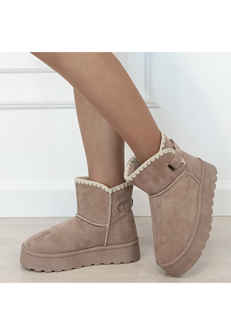 Cizme scurte kaki imblanite DAY9058 116 18473