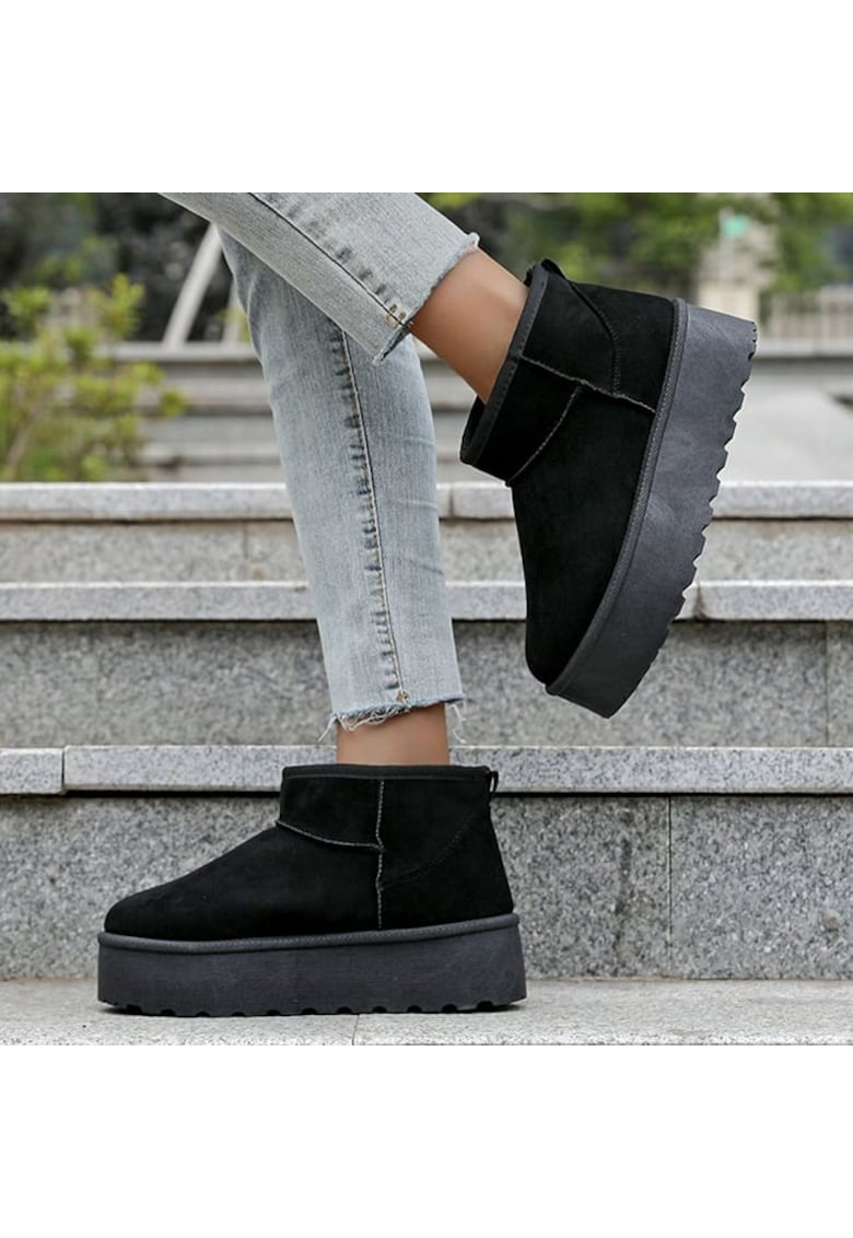 Ghete negre imblanite cu talpa groasa LT33-43 112 18491